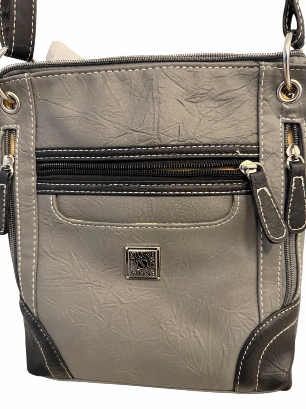STONE& CO Crossbody Grey Purse with Outside and Inside Pockets